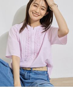 INDIVI / インディヴィ シャツ・ブラウス | 【接触冷感／5分袖】フリルタックブラウス