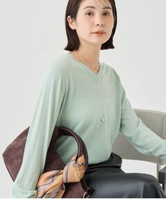 INDIVI / インディヴィ ニット・セーター | 【上品な光沢感】エクストラファインウールVネックニット