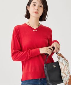 INDIVI / インディヴィ ニット・セーター | 【上品な光沢感】エクストラファインウールVネックニット