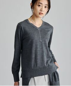 INDIVI / インディヴィ ニット・セーター | 【上品な光沢感】エクストラファインウールVネックニット