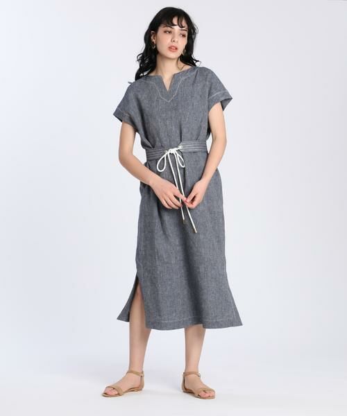 セール 大きいサイズ リネンデニムワンピース Viscotecs ミニ丈 ひざ丈ワンピース Ined L イネド エルサイズ ファッション通販 タカシマヤファッションスクエア