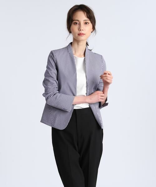 セール カラーレスサッカージャケット ノーカラージャケット Ined イネド ファッション通販 タカシマヤファッションスクエア