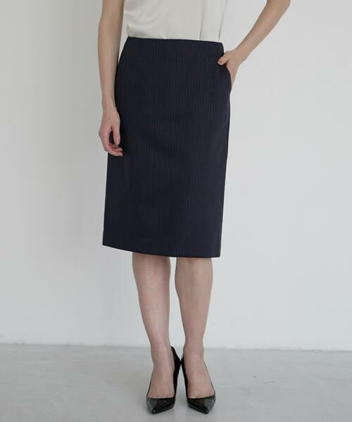 INED / イネド ミニ・ひざ丈スカート | 《大きいサイズ》シルクウールタイトスカート | 詳細2