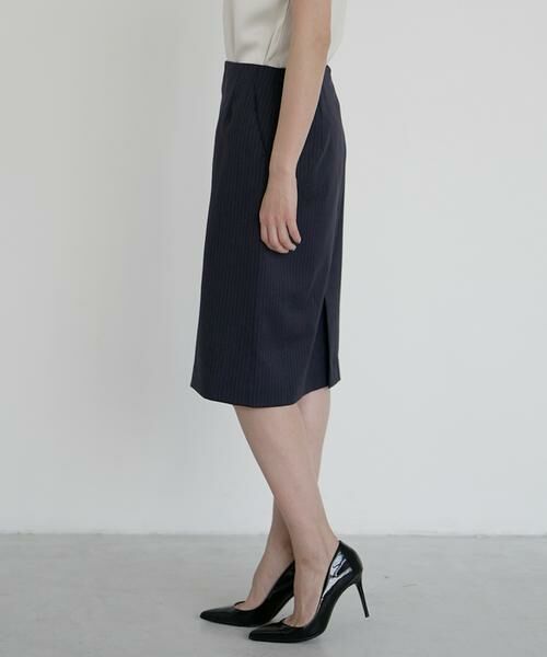 INED / イネド ミニ・ひざ丈スカート | 《大きいサイズ》シルクウールタイトスカート | 詳細3
