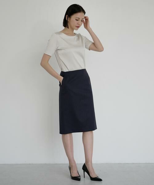 INED / イネド ミニ・ひざ丈スカート | 《大きいサイズ》シルクウールタイトスカート | 詳細6