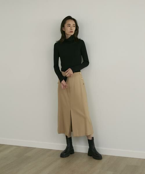 INED / イネド ミニ・ひざ丈スカート | 《大きいサイズ》フロントスリットスカート | 詳細4