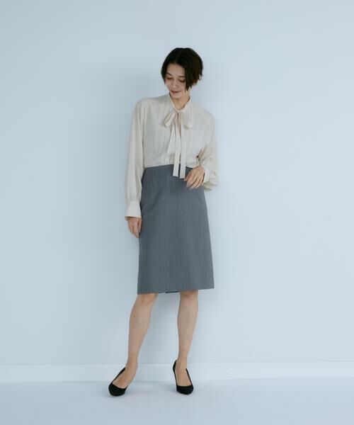 INED / イネド ミニ・ひざ丈スカート | 《大きいサイズ》シルクウールタイトスカート | 詳細5