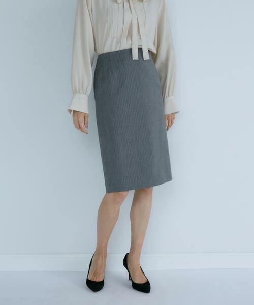 INED / イネド ミニ・ひざ丈スカート | 《大きいサイズ》シルクウールタイトスカート | 詳細8