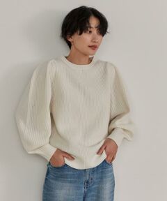 INED / イネド ニット・セーター | 《大きいサイズ》パフスリーブ畦編みニット