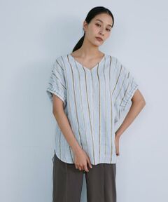 INED / イネド シャツ・ブラウス | 《大きいサイズ》リネンストライプブラウス
