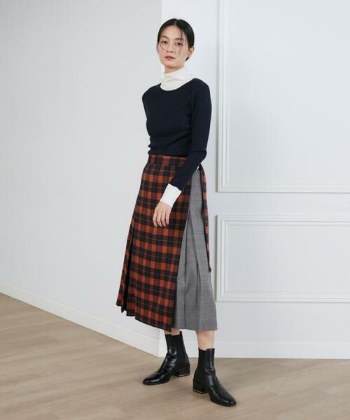 INED / イネド ミニ・ひざ丈スカート | 《大きいサイズ》チェックプリーツスカート | 詳細1