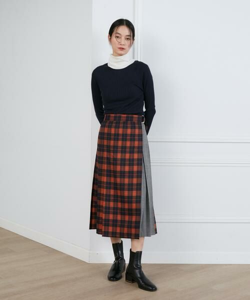 INED / イネド ミニ・ひざ丈スカート | 《大きいサイズ》チェックプリーツスカート | 詳細2