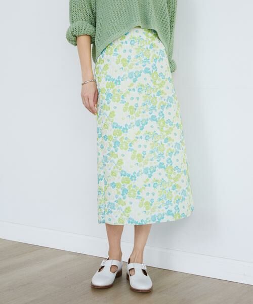 INED / イネド ミニ・ひざ丈スカート | 《大きいサイズ》花柄ジャガードスカート | 詳細1