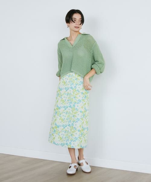 INED / イネド ミニ・ひざ丈スカート | 《大きいサイズ》花柄ジャガードスカート | 詳細2