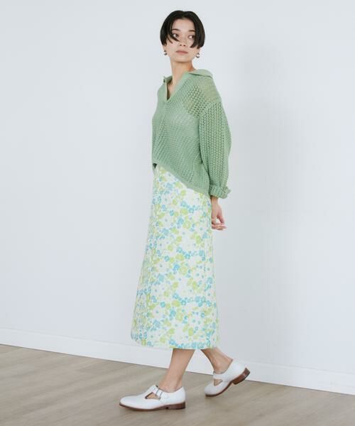 INED / イネド ミニ・ひざ丈スカート | 《大きいサイズ》花柄ジャガードスカート | 詳細3