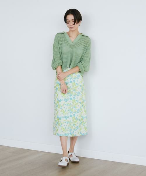 INED / イネド ミニ・ひざ丈スカート | 《大きいサイズ》花柄ジャガードスカート | 詳細5