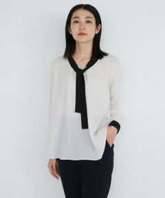 INED / イネド シャツ・ブラウス | 《大きいサイズ》細ボウタイブラウス