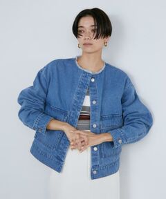 INED / イネド Gジャン・デニムジャケット | ノーカラーデニムジャケット
