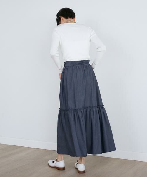 INED / イネド デニムスカート | 《大きいサイズ》デニム調ティアードスカート | 詳細4