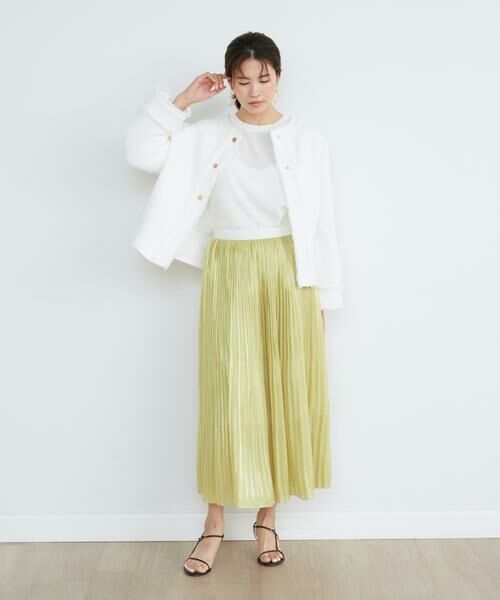 INED / イネド ミニ・ひざ丈スカート | 《大きいサイズ》エアメタルサテンプリーツスカート | 詳細1