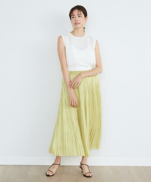 INED / イネド ミニ・ひざ丈スカート | 《大きいサイズ》エアメタルサテンプリーツスカート | 詳細2