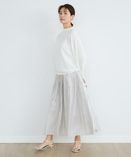 INED / イネド ミニ・ひざ丈スカート | 《大きいサイズ》エアメタルサテンプリーツスカート | 詳細7