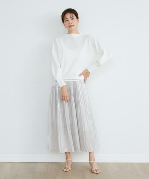 INED / イネド ミニ・ひざ丈スカート | 《大きいサイズ》エアメタルサテンプリーツスカート | 詳細8
