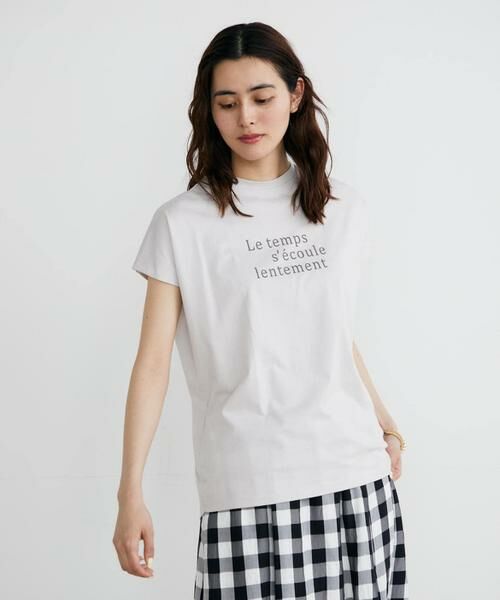INED / イネド Tシャツ | 《大きいサイズ》フレンチスリーブロゴTシャツ《スビン綿MIX天竺/A-GIRL’S 》 | 詳細1