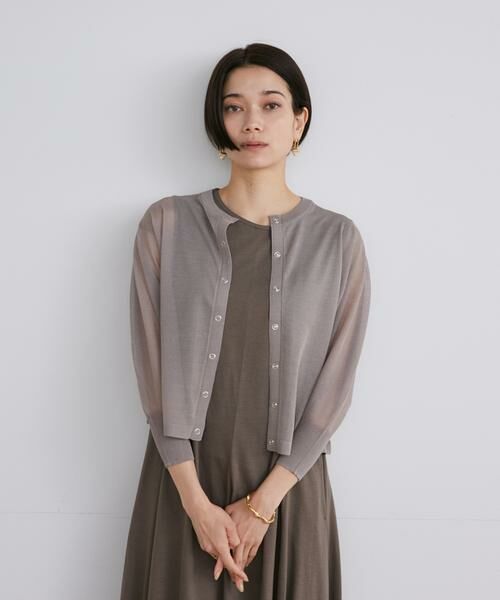 INED / イネド カーディガン・ボレロ | 《大きいサイズ》リングドットボタンシアーカーディガン | 詳細1