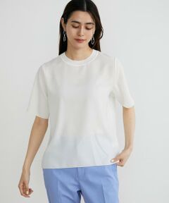 INED / イネド Tシャツ | ニットリブクルーネックTブラウス