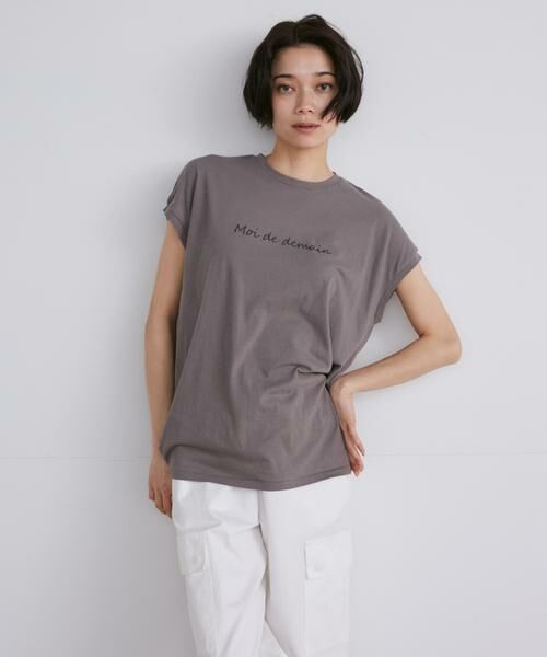 INED / イネド Tシャツ | 《大きいサイズ》フレンチスリーブロゴTシャツ | 詳細9