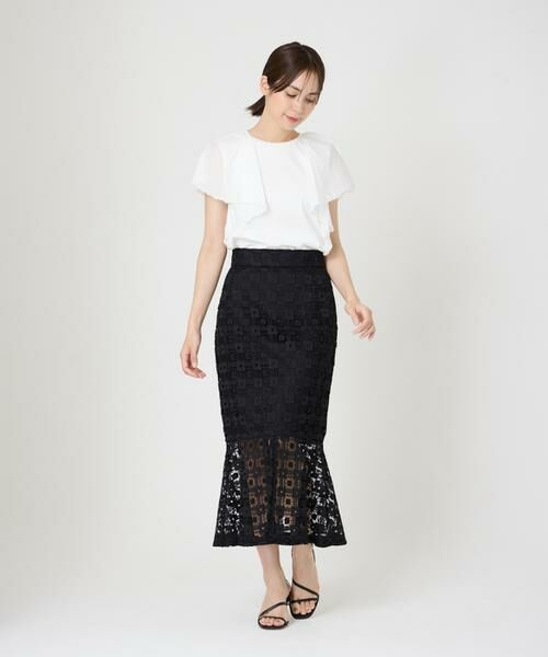 INED / イネド カットソー | 《大きいサイズ》異素材ラッフルスリーブカットソー | 詳細11