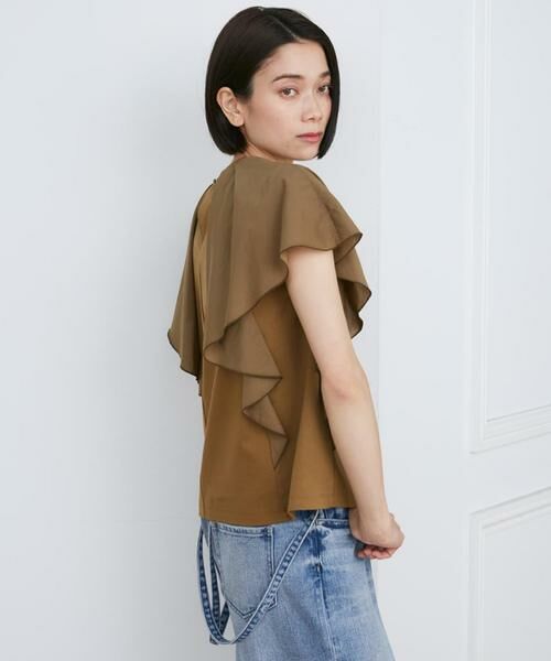 INED / イネド カットソー | 《大きいサイズ》異素材ラッフルスリーブカットソー | 詳細15