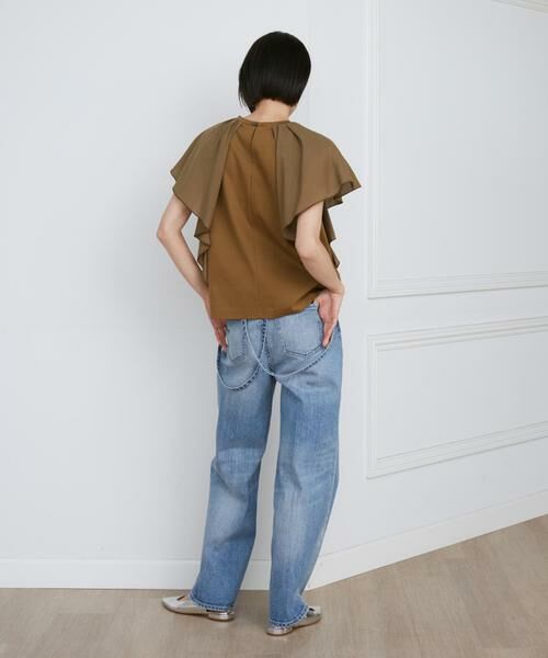 INED / イネド カットソー | 《大きいサイズ》異素材ラッフルスリーブカットソー | 詳細4