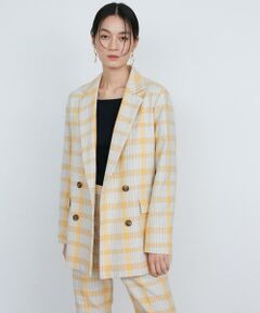 《大きいサイズ》ブッチャー織ダブルブレストジャケット《la veille by SUPERIOR CLOSET》