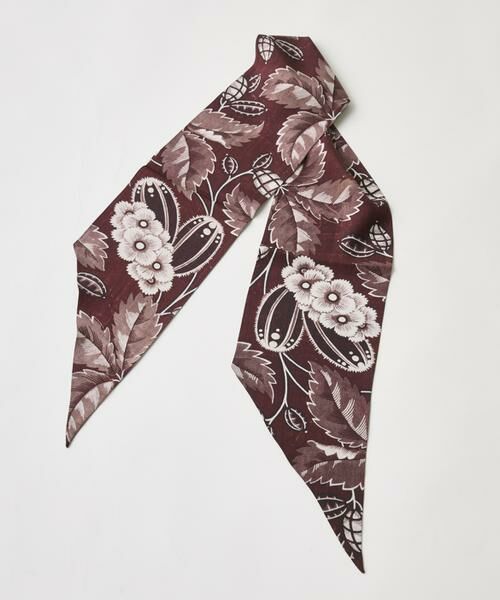 INED / イネド バンダナ・スカーフ | 《SUPERIOR CLOSET》Slim Bordeaux Bloom Scarf《Tapis Noir》 | 詳細4