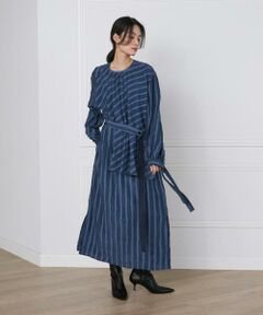 《大きいサイズ》ストライプジャガードワンピース《la veille by SUPERIOR CLOSET》