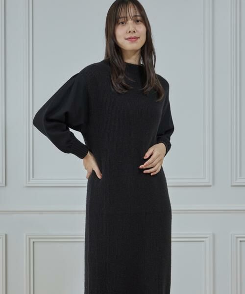 INED / イネド ミニ丈・ひざ丈ワンピース | 《大きいサイズ》圧縮スムースドッキングニットワンピース | 詳細8