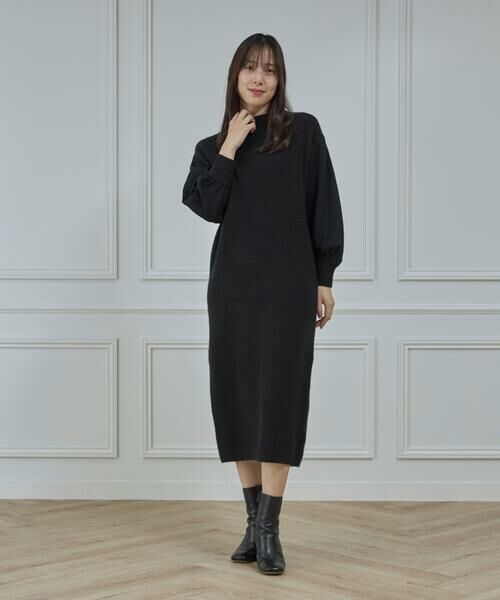 INED / イネド ミニ丈・ひざ丈ワンピース | 《大きいサイズ》圧縮スムースドッキングニットワンピース | 詳細9