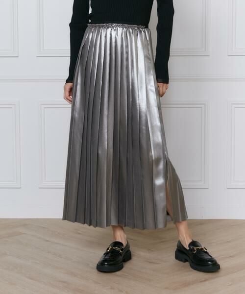 INED / イネド ミニ・ひざ丈スカート | メタリックプリーツスカート | 詳細22