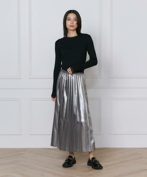 INED / イネド ミニ・ひざ丈スカート | メタリックプリーツスカート | 詳細14