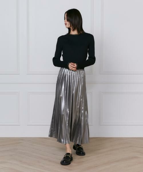INED / イネド ミニ・ひざ丈スカート | メタリックプリーツスカート | 詳細15