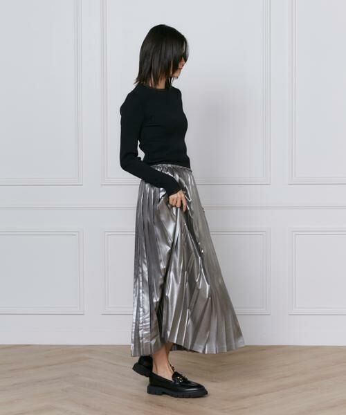 INED / イネド ミニ・ひざ丈スカート | メタリックプリーツスカート | 詳細17