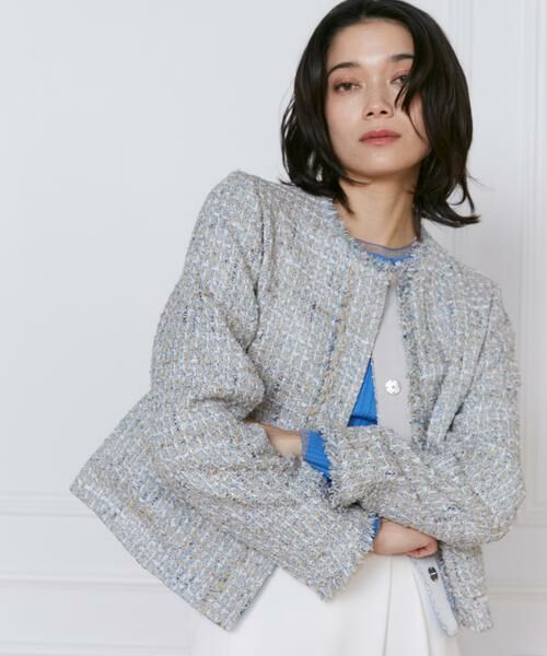 INED / イネド ノーカラージャケット | ノーカラーツイードジャケット《Lanificico Campore》 | 詳細1