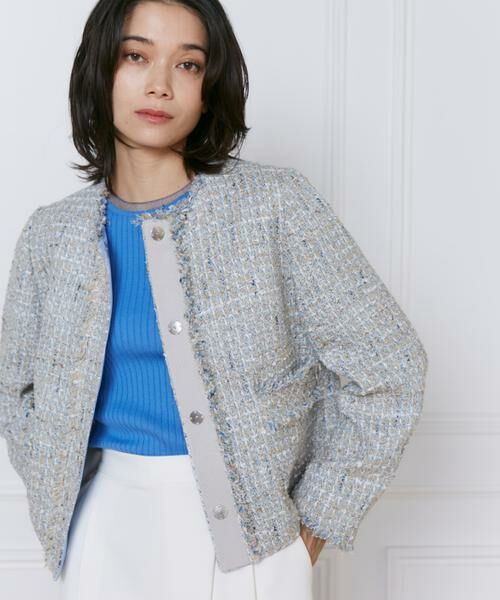 INED / イネド ノーカラージャケット | ノーカラーツイードジャケット《Lanificico Campore》 | 詳細10