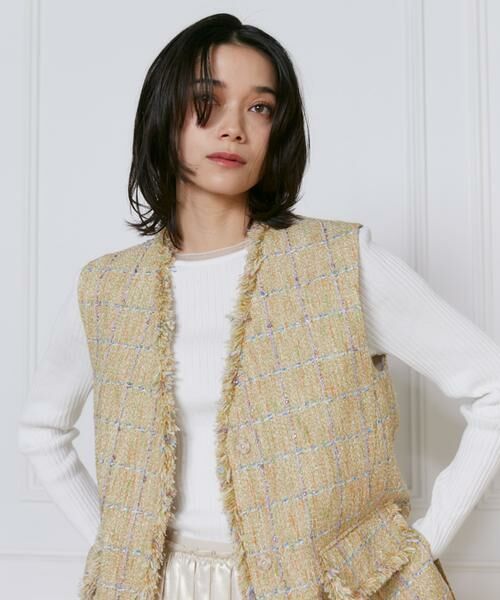 INED / イネド ベスト | 《大きいサイズ》ツイードジレ《Lanificico Campore》 | 詳細13