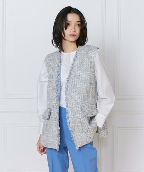 INED / イネド ベスト | 《大きいサイズ》ツイードジレ《Lanificico Campore》 | 詳細8