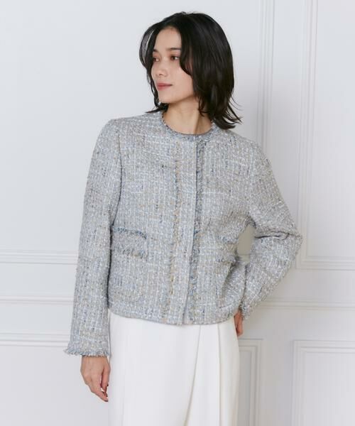 INED / イネド ノーカラージャケット | 《大きいサイズ》ノーカラーツイードジャケット《Lanificico Campore》 | 詳細11
