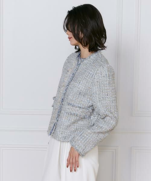INED / イネド ノーカラージャケット | 《大きいサイズ》ノーカラーツイードジャケット《Lanificico Campore》 | 詳細12