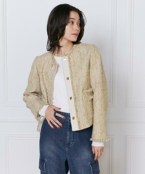 INED / イネド ノーカラージャケット | 《大きいサイズ》ノーカラーツイードジャケット《Lanificico Campore》 | 詳細8